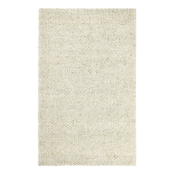 Ivory jute rug, rectangular woven surface with simple finished edges
