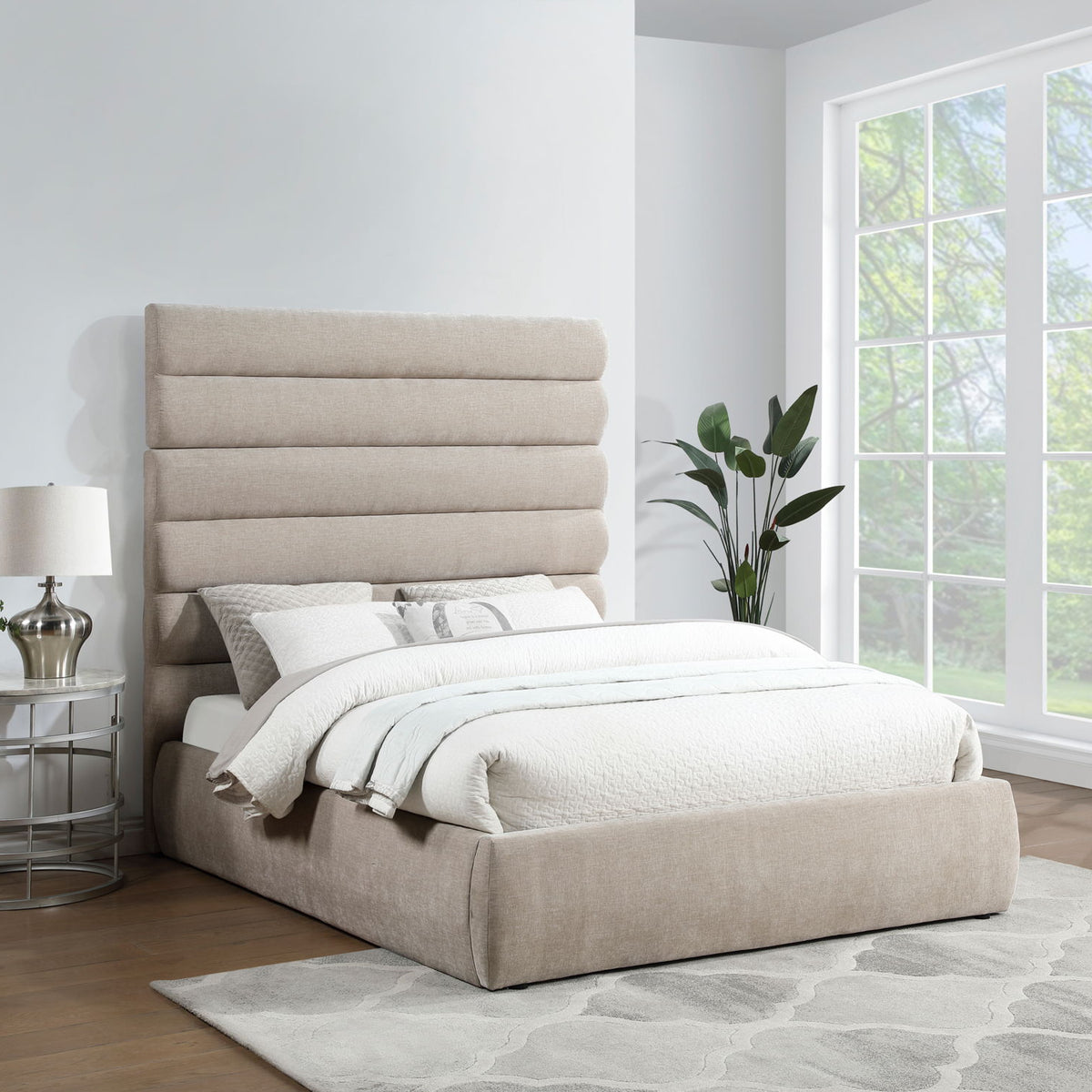 Adam - Chenille Fabric Bed With 70.5" Headboard