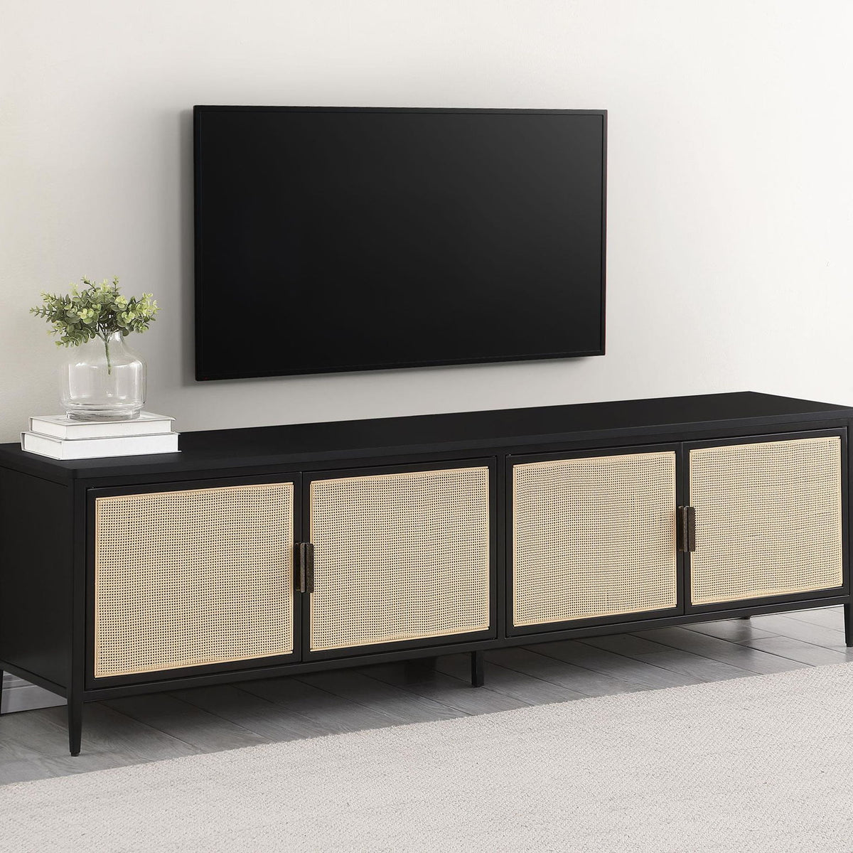 Amherst 4-door 78-inch Metal TV Stand Media Console Black