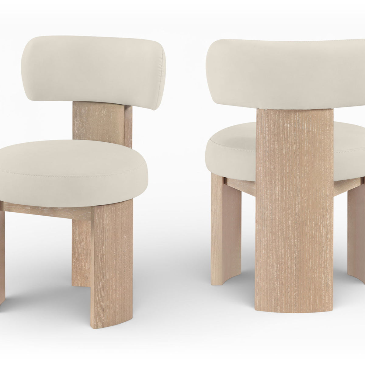 Atelier - Vegan Leather Upholstered Dining Chair (Set of 2) - Taupe / Painted Natural