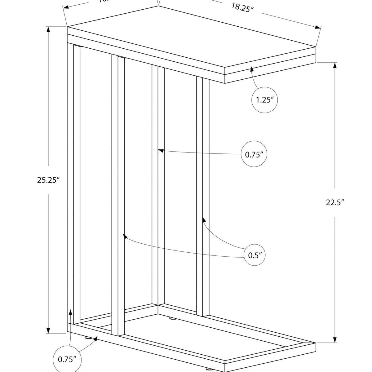 C-Shaped Accent Table For Living Room
