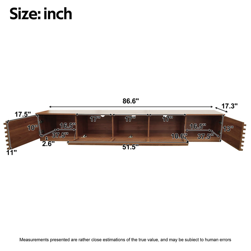 TV Stand, Entertainment Center With Cable Management And Soft Closing Hinges - Walnut