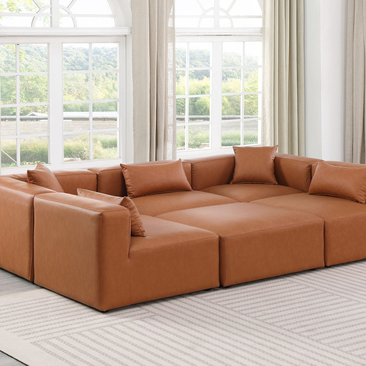 Cube - 6 Piece Modular Sectional - Cognac