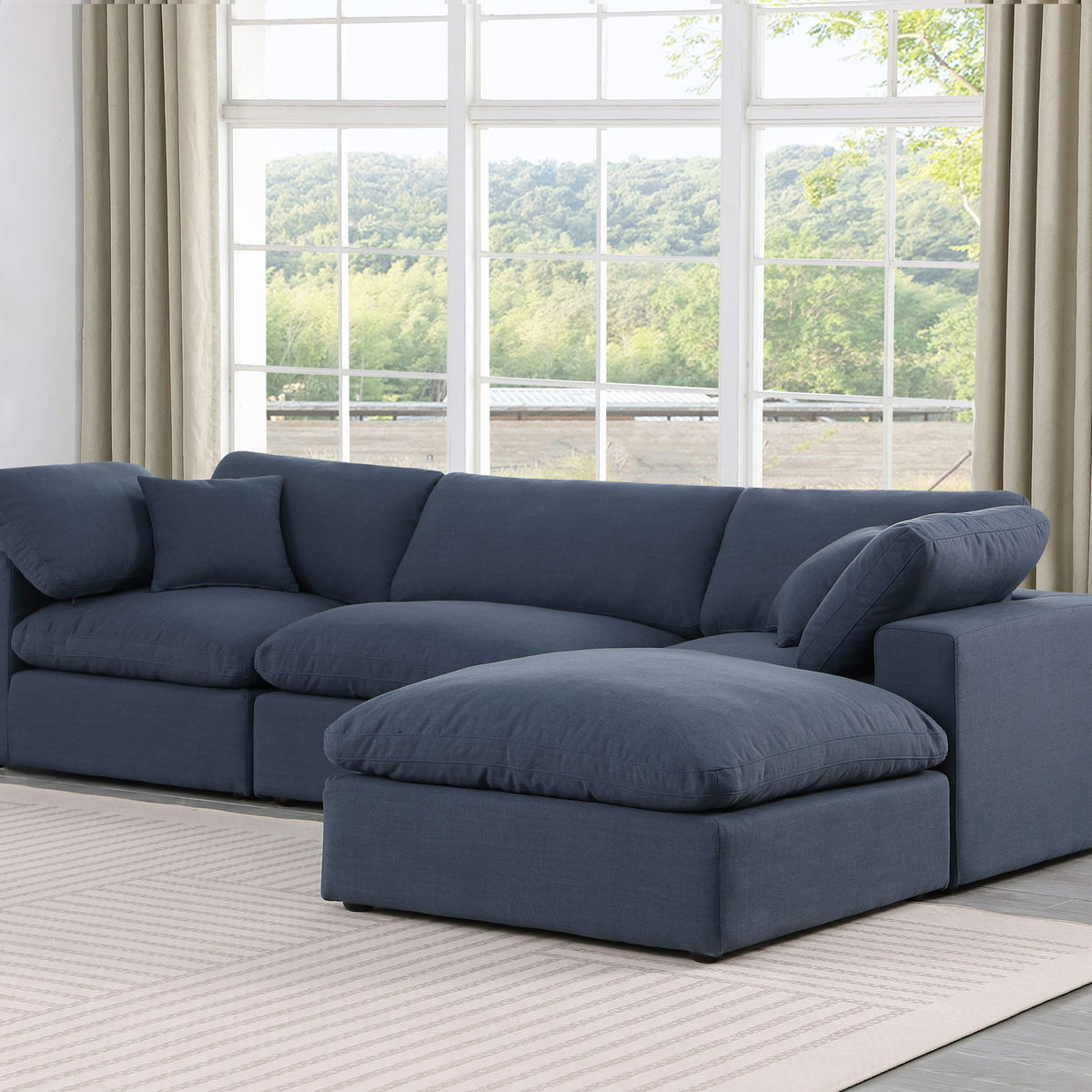 Comfy - 4 Piece Linen Fabric Modular Sectional With Chaise