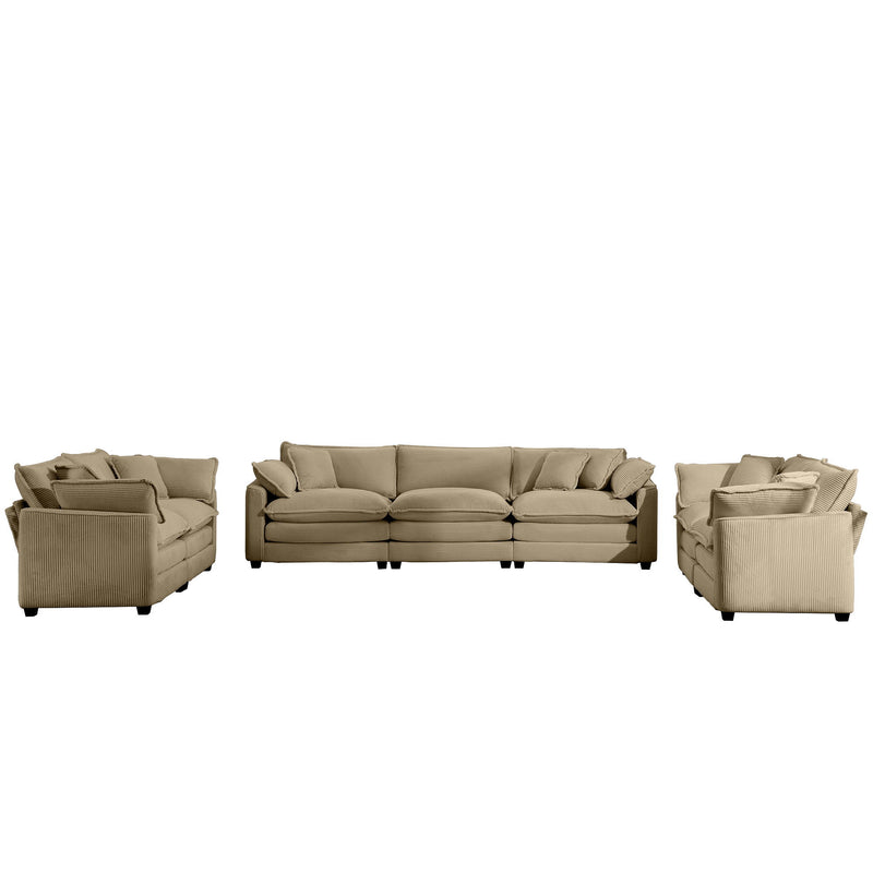 Elegant Corduroy Oversized Sectional Sofa Set With Deep Seats And Flexible Layout