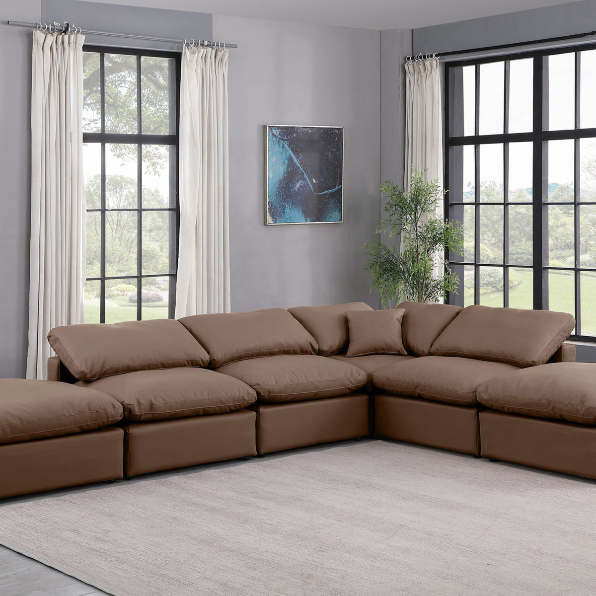 Indulge - Faux Leather 6 Piece Modular Armless Sectional