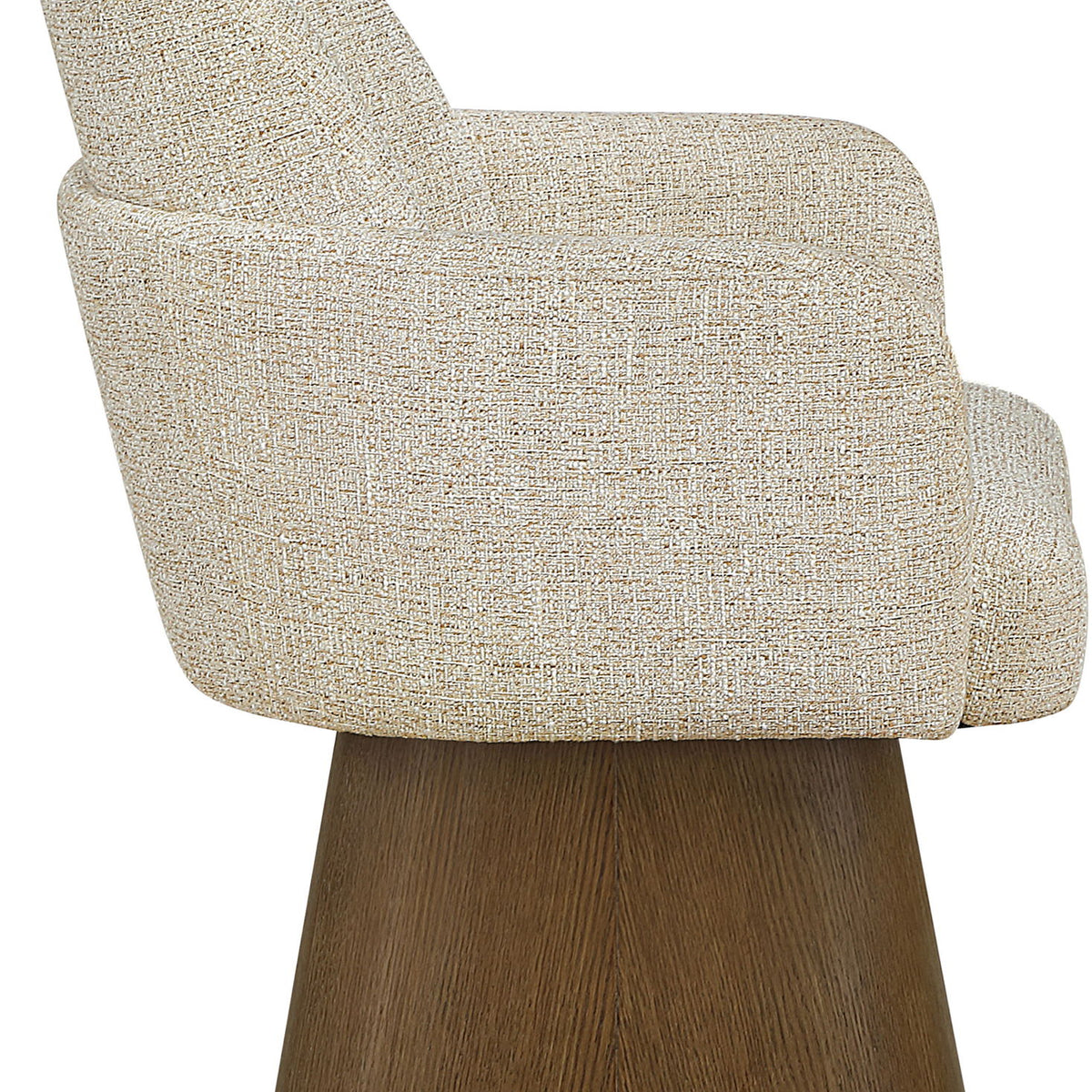 Marlowe - Linen Textured Fabric Upholstered Swivel Dining Arm Chair - Stained Brown