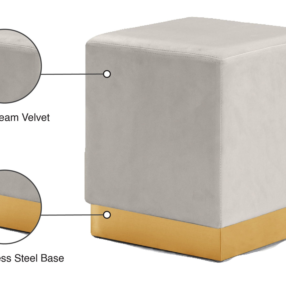 Jax - Stool Ottoman with Gold Base