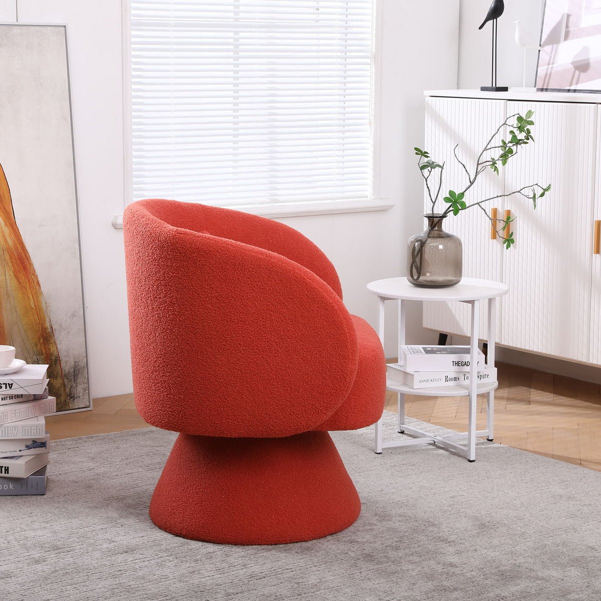 Swivel Accent Chair Armchair, Round Barrel Chair For Living Room Bedroom