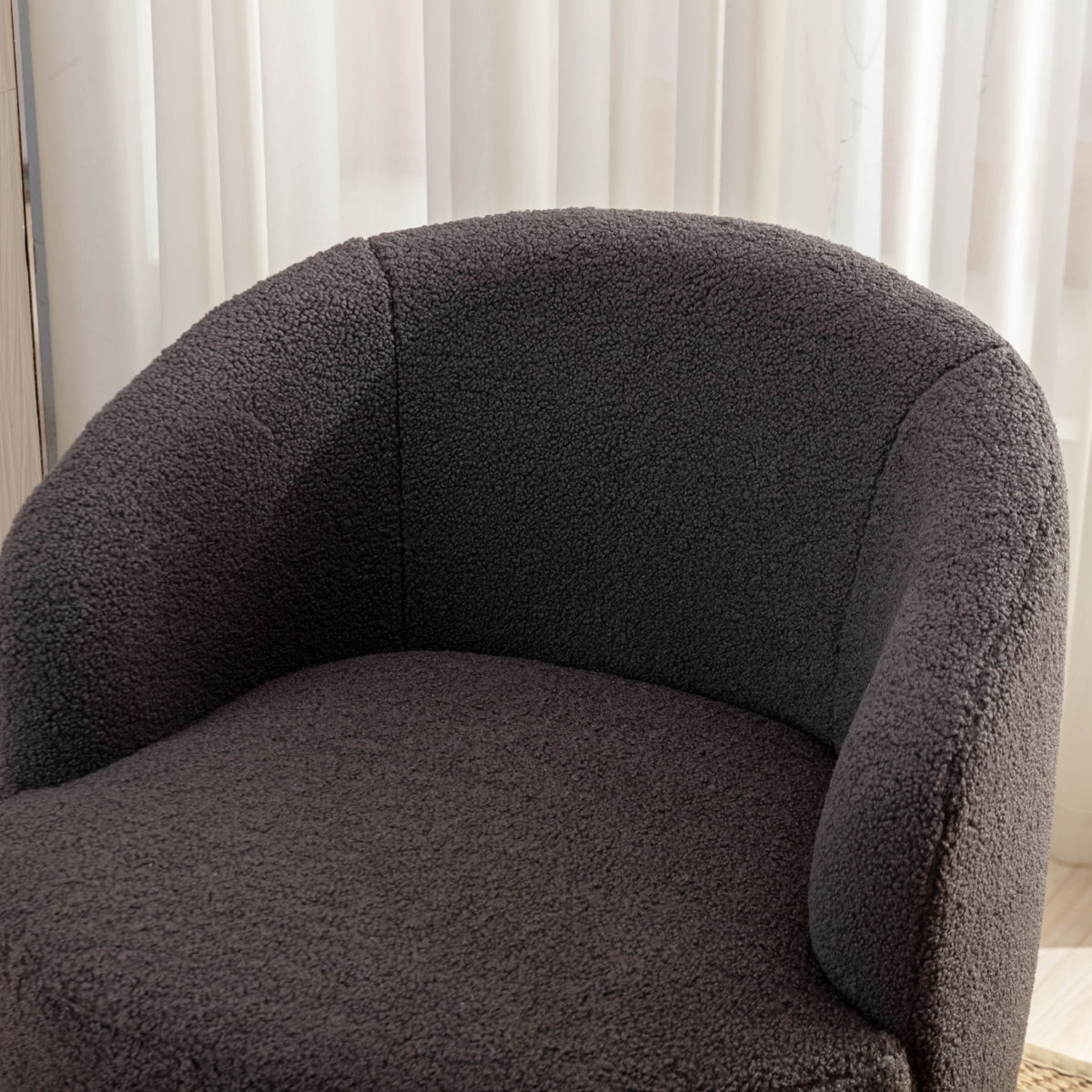 Teddy Fabric Swivel Accent Armchair Barrel Chair With Powder Coating Metal Ring