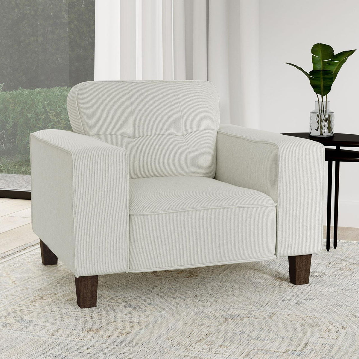Deerhurst Upholstered Track Arm Tufted Accent Chair Greige
