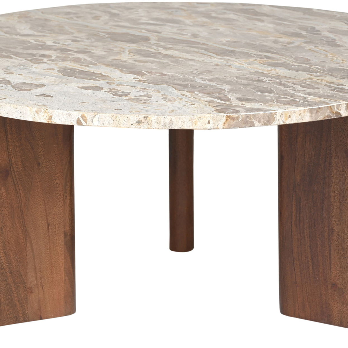 Varenna - Marble Top And Acacia Wood Base Coffee Table - Beige