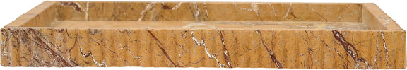 Brown genuine marble tray with straight walls and polished surface