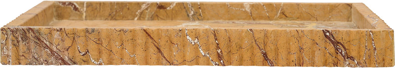 Brown genuine marble tray with straight walls and polished surface