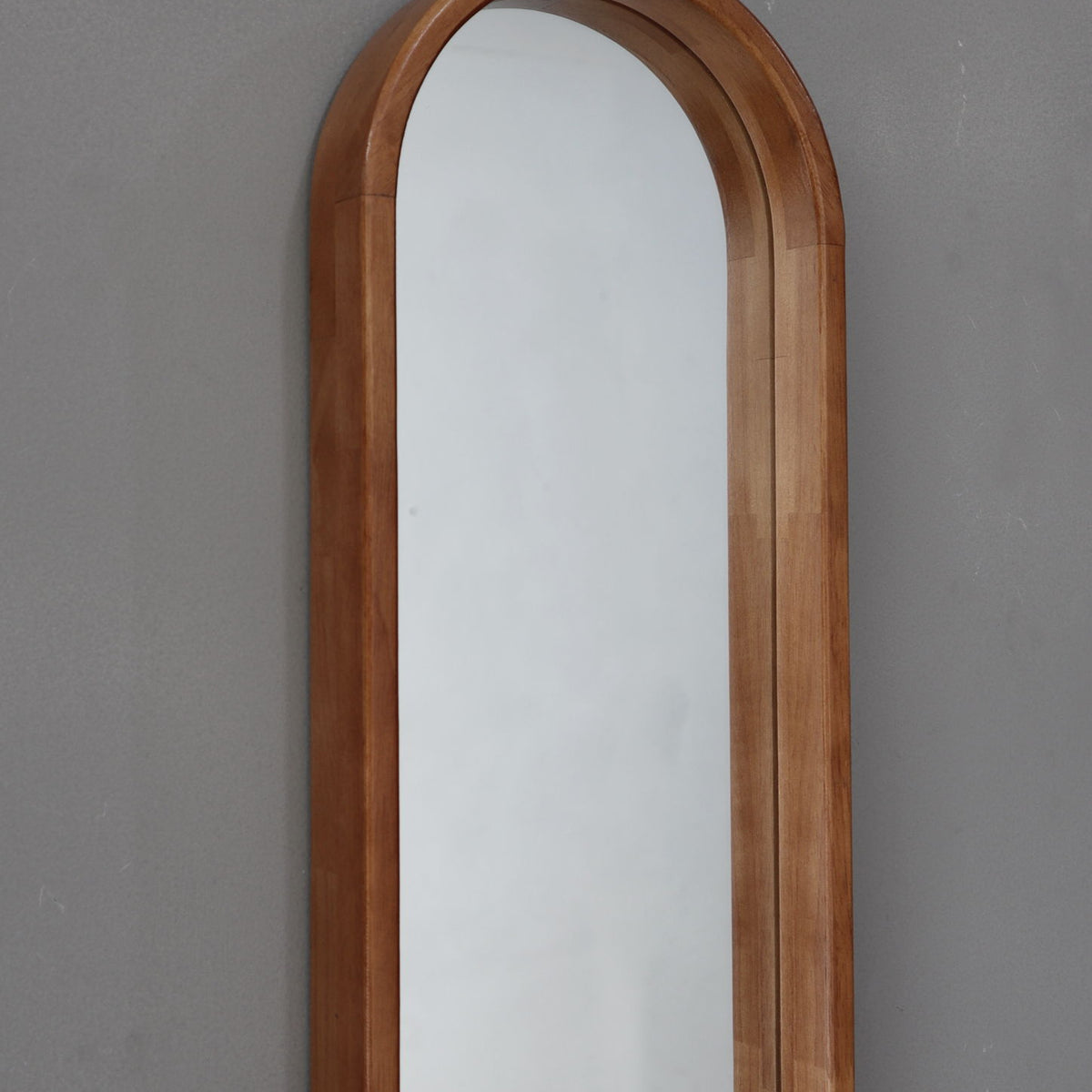 Decorative Rubber Frame Mirror With Elongated Oval Frame - Brown