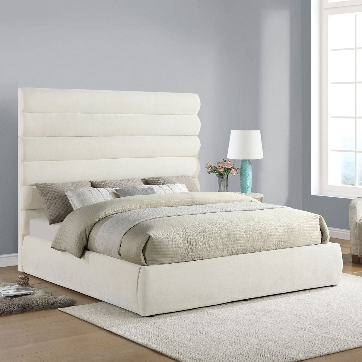 Adam - Chenille Fabric Bed With 70.5" Headboard