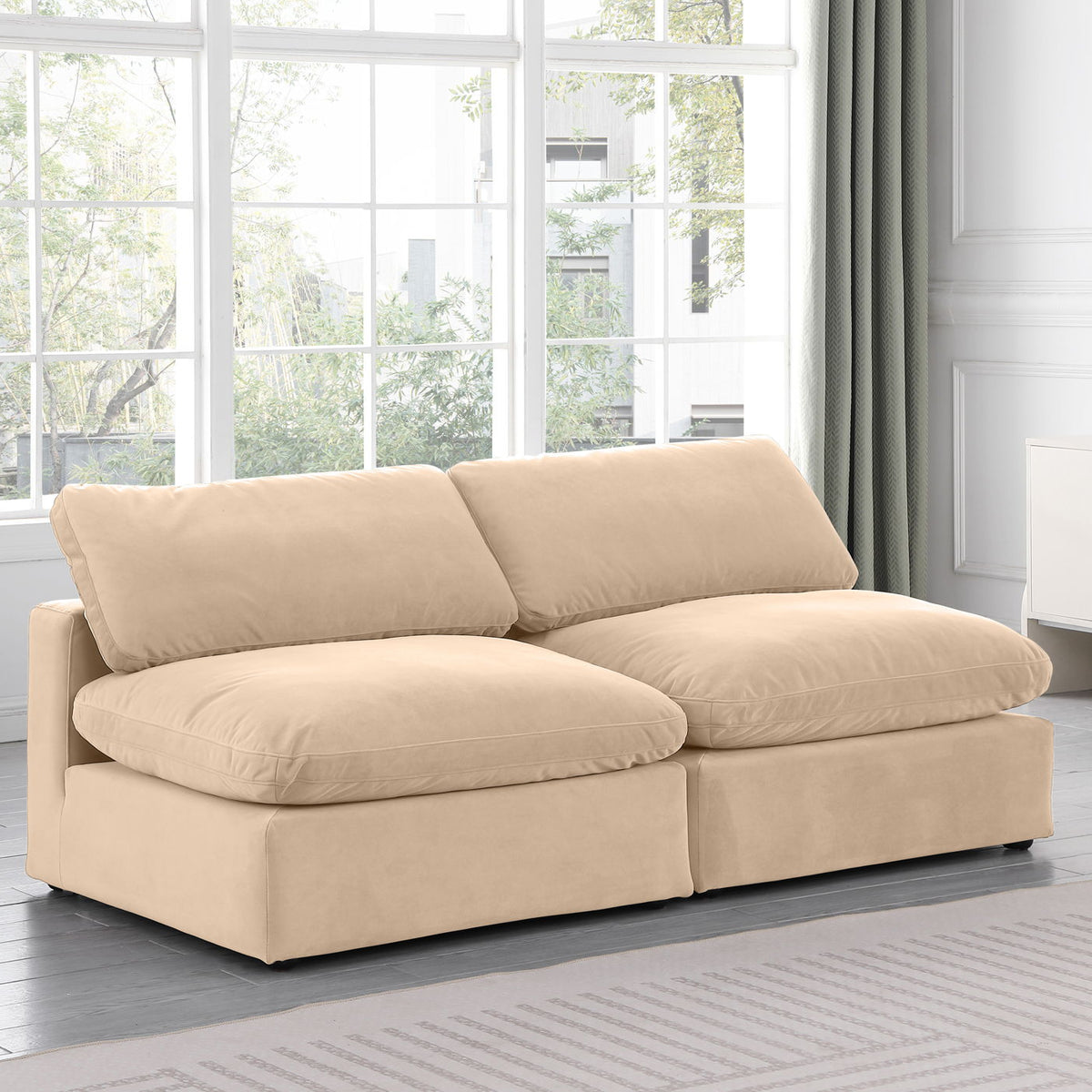 Comfy - Velvet Modular Armless Sofa 2 Seats