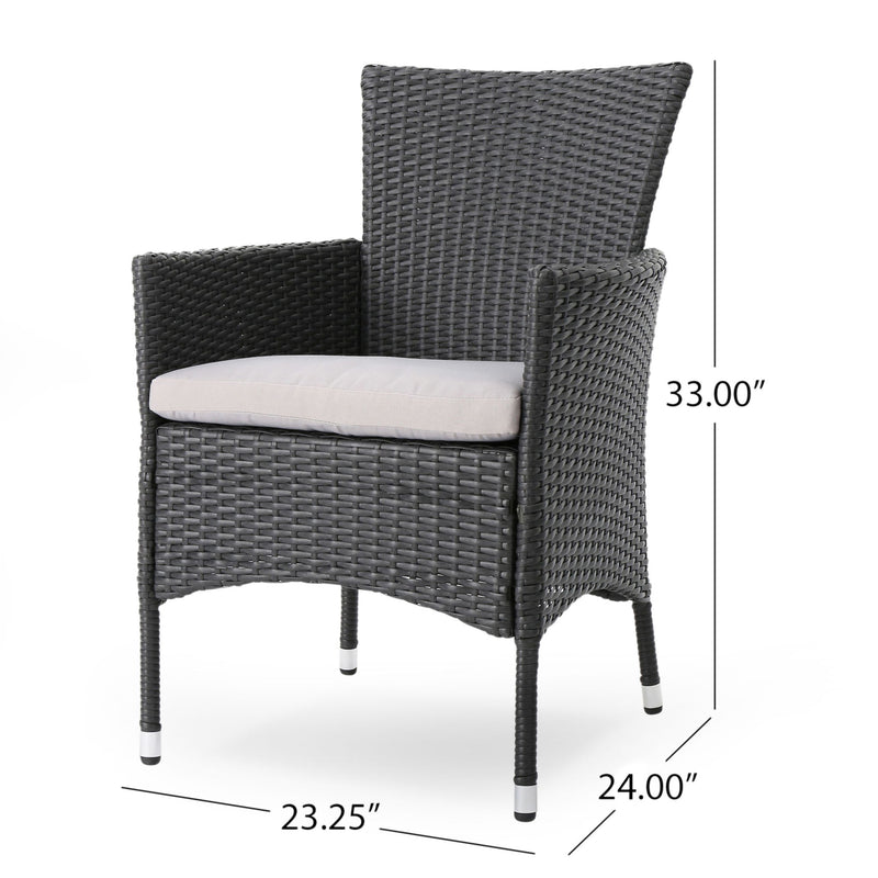 Dimensional Outdoor Dining Chair With Cushion Seat And Iron Frame (Set of 2)