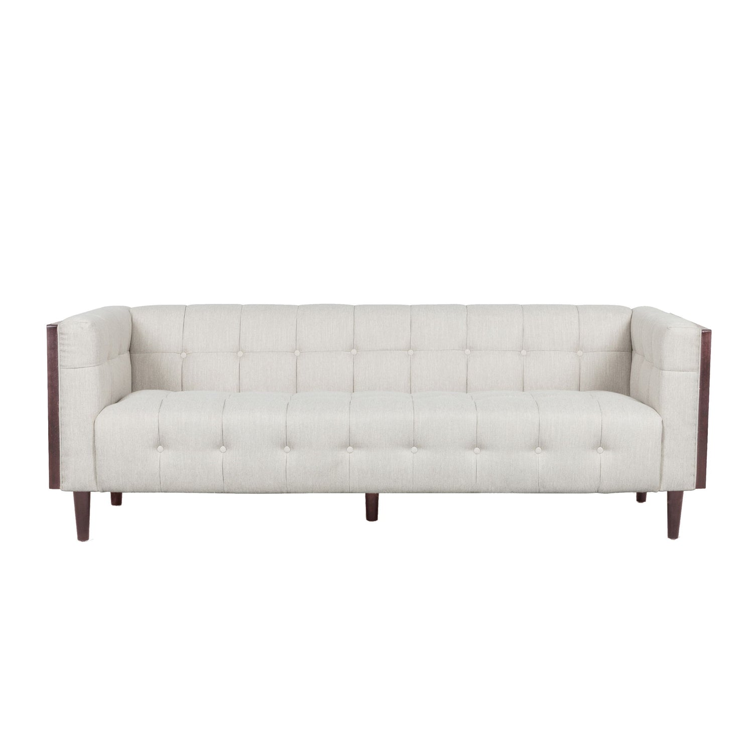 Contemporary Mid-Century Charm 3 Seater Sofa With Button Tufted Waffle Stitching
