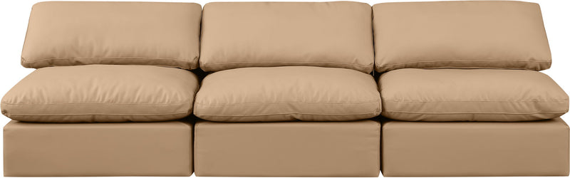 Indulge - Faux Leather 3 Piece Modular Armless Sofa - Tan