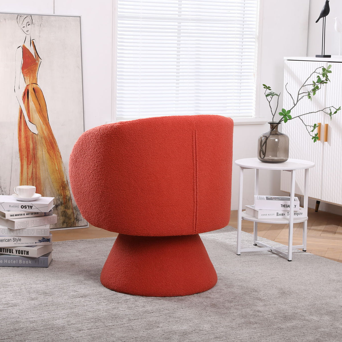 Swivel Accent Chair Armchair, Round Barrel Chair For Living Room Bedroom