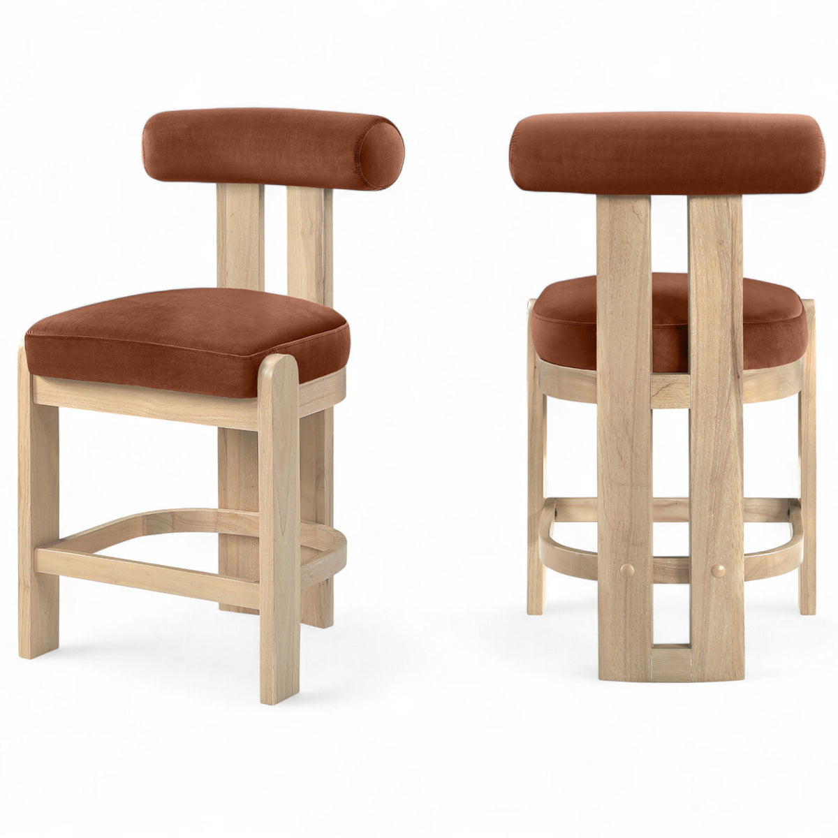 Arienzo - Velvet Performance Fabric Upholstered Counter Stool (Set of 2)