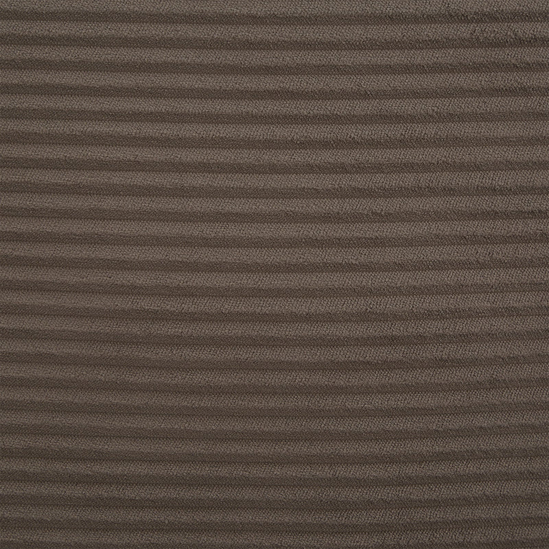 Close-up upholstery fabric swatch in dark brown with fine horizontal texture