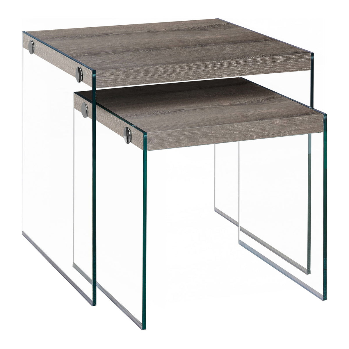 Accent Nesting Table Clear Tempered Glass For Living Room (Set of 2)
