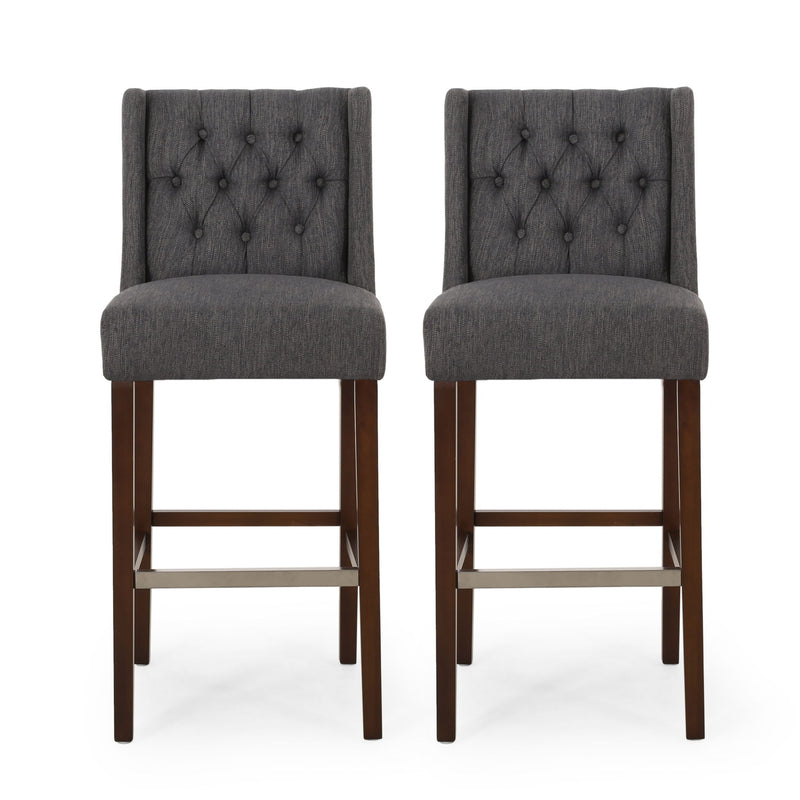 Solstara - Upholstered Dining Barstool With Button Tufted And Wing Back