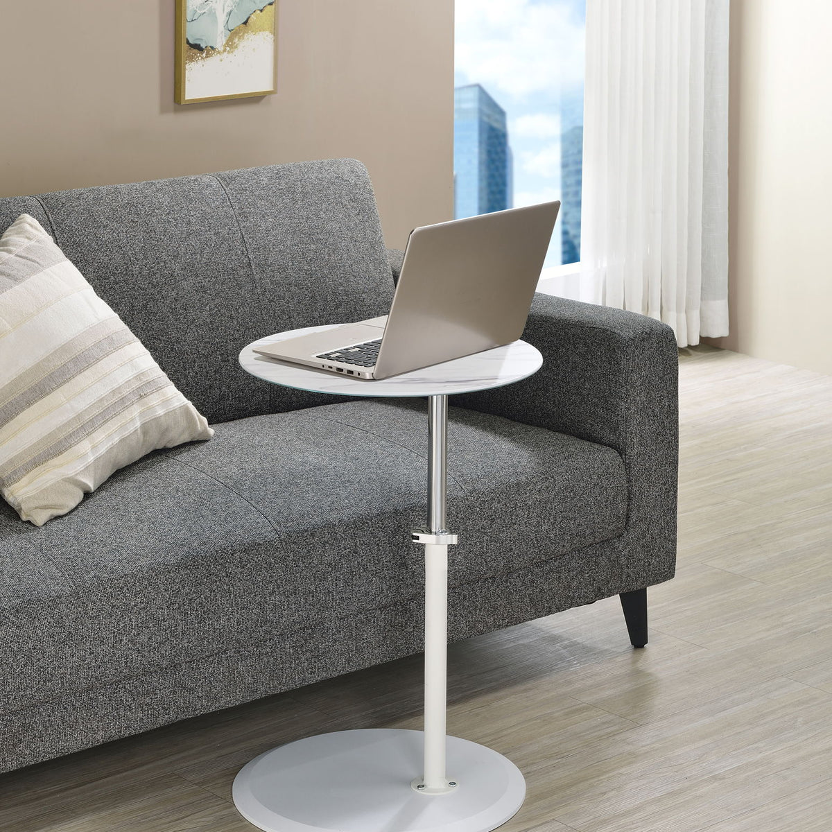 Orbit - 15.5" End Table With Height Adjustable Marble Textured Top