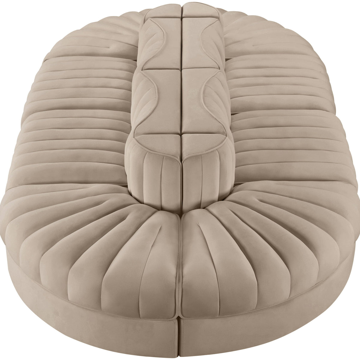 Rummi - Oval Velvet Performance Fabric Upholstered 8 Piece Modular Sectional