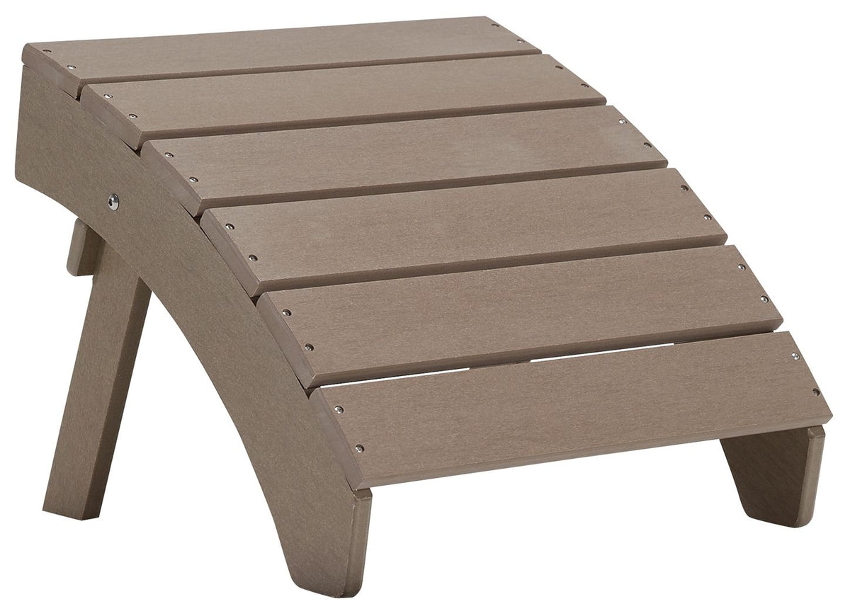 Driftwood wooden slat ottoman with short legs