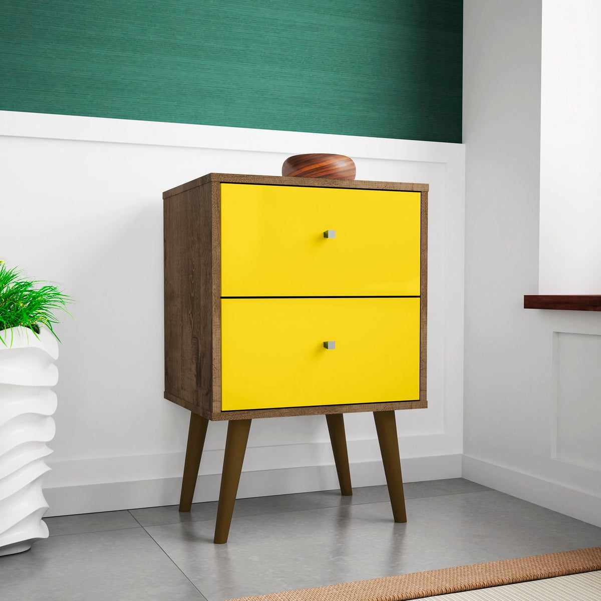 Manhattan Liberty - Nightstand With Rustic Brown Frame