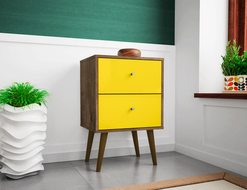 Manhattan Liberty - Nightstand With Rustic Brown Frame
