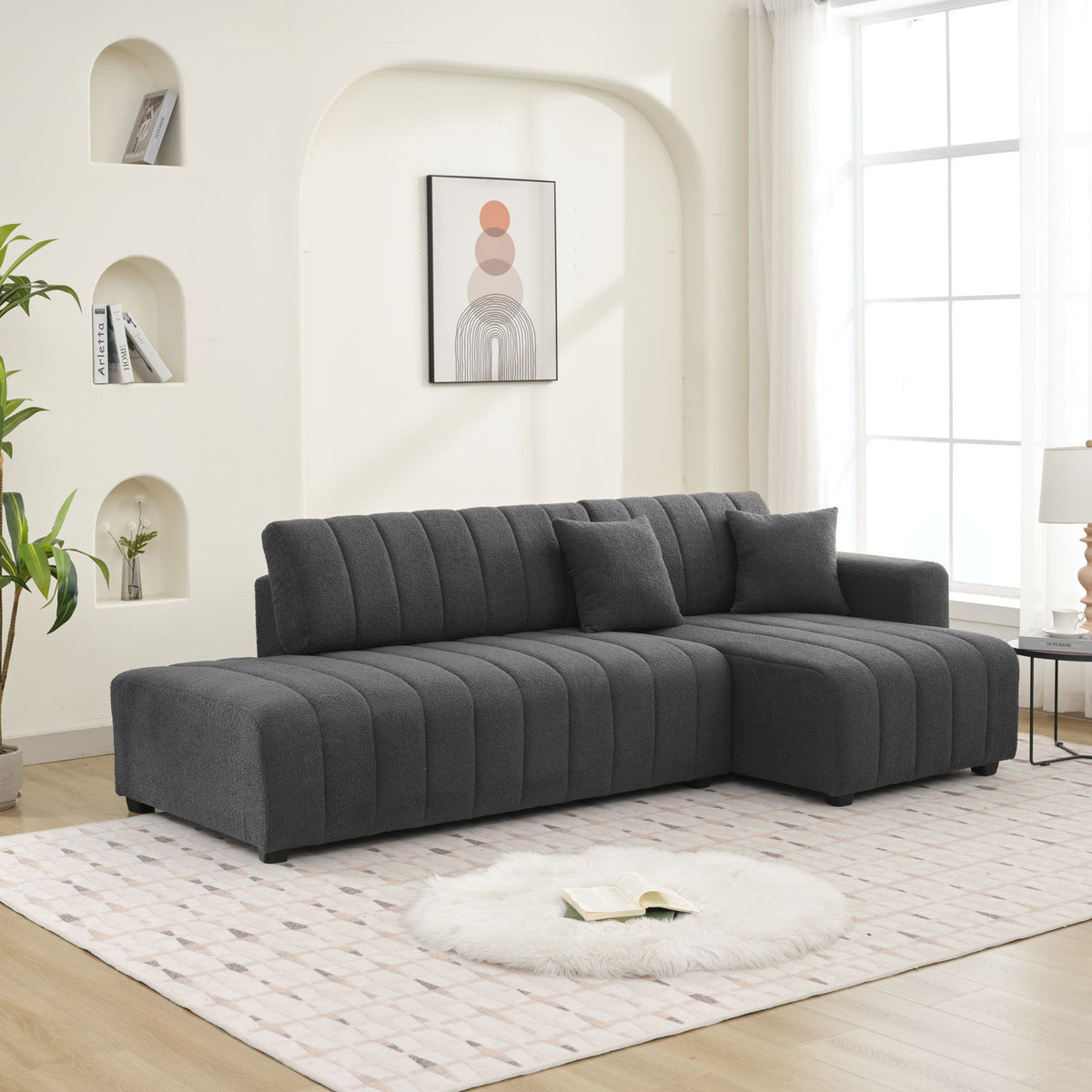 Jessica - Lamb Wool Sectional Sofa With Chaise