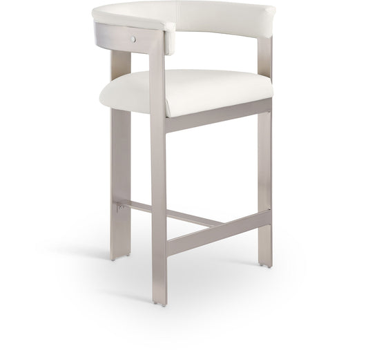 Romeo - Faux Leather Counter Stool With Silver Base (Set of 2)