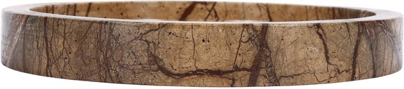 Round brown marble tray rim with natural veining, side view