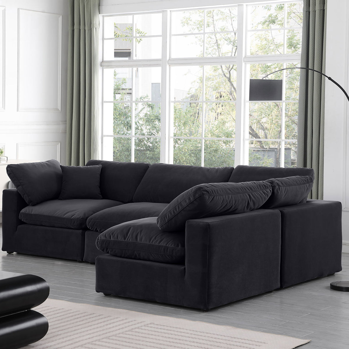 Comfy - 4 Piece Velvet Modular Armless Sectional