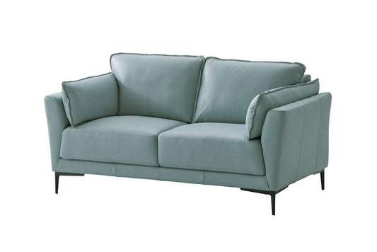 Mesut - Top Grain Leather Loveseat - Sage Green