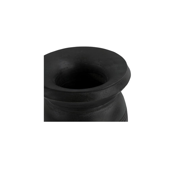 Close-up of black incense vessel rim and open top