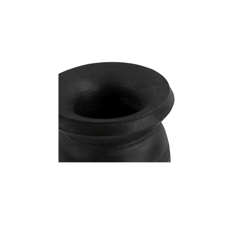 Close-up of black incense vessel rim and open top
