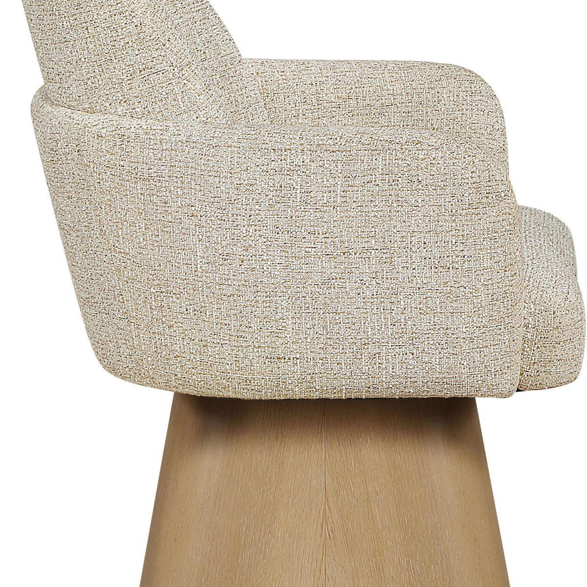 Marlowe - Linen Textured Fabric Upholstered Swivel Dining Arm Chair - Stained Natural