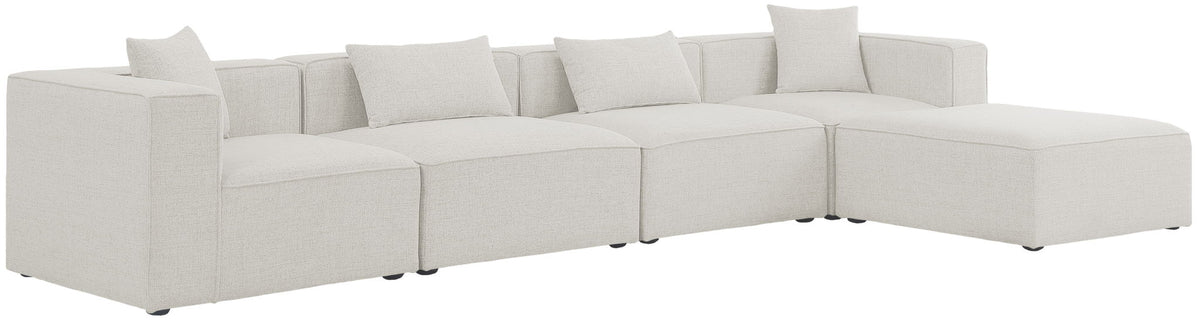 Cube - Linen 5 Piece Modular Sectional With Chaise