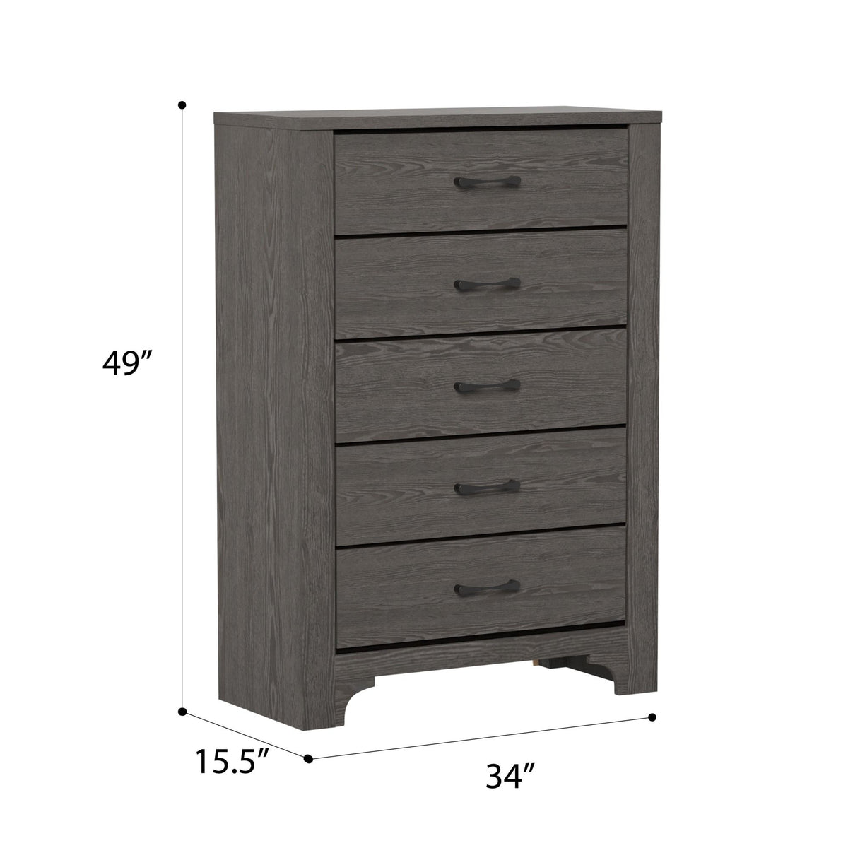 5 Drawer Dresser - Gray / Brown