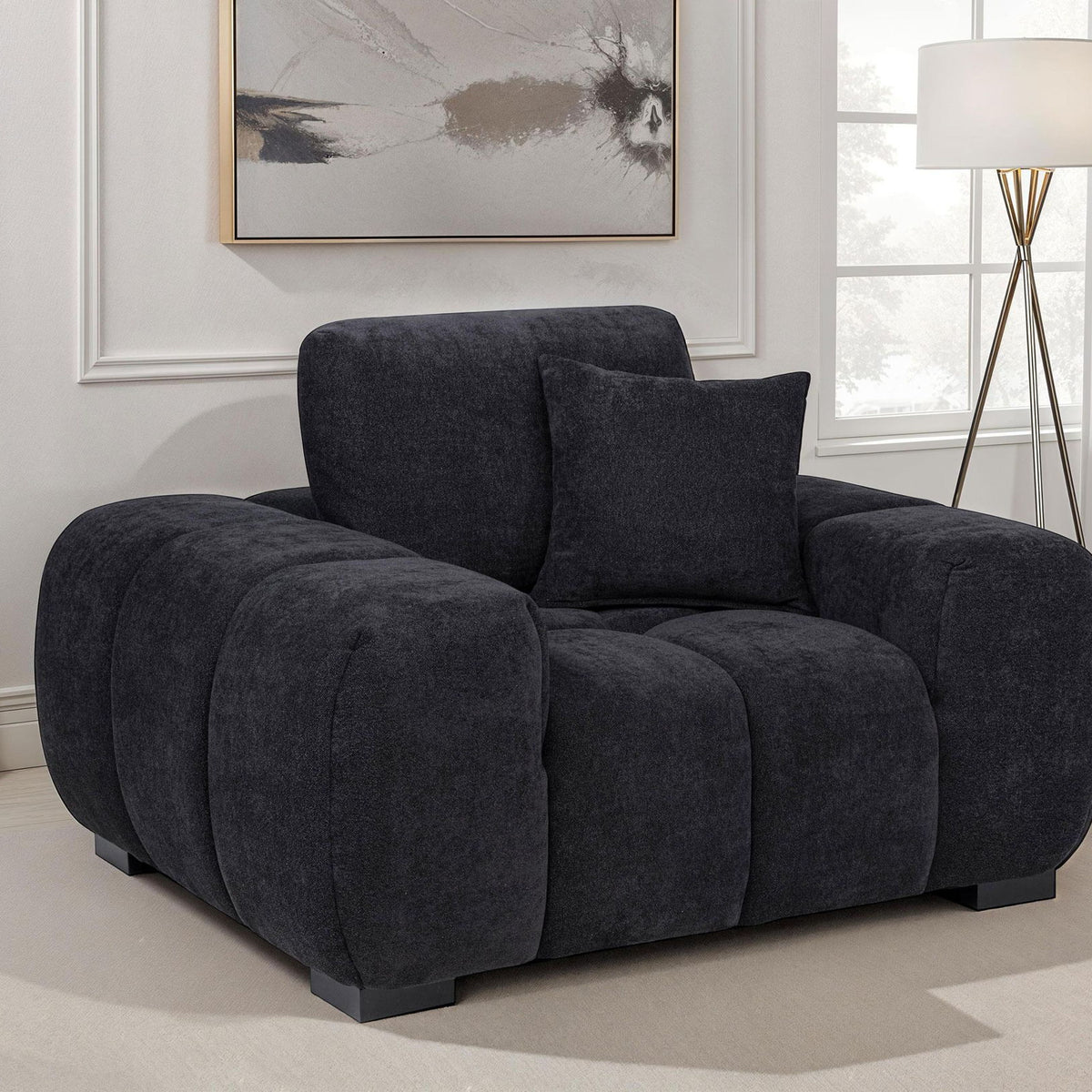 Octavia Upholstered Track Arm Accent Chair Black