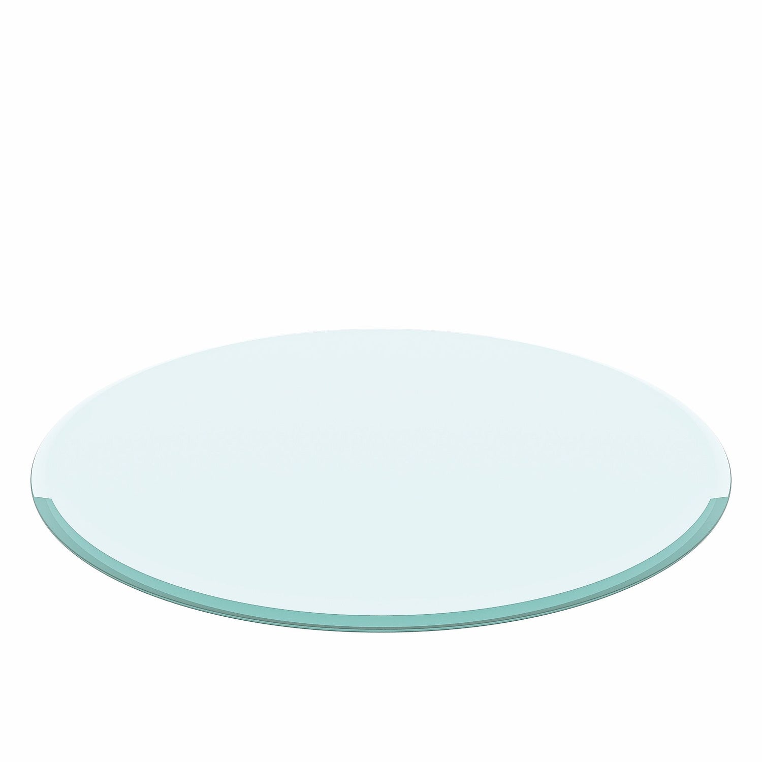 Round Tempered Glass Table Top Clear Glass, Thick Beveled Polished Edge - Black
