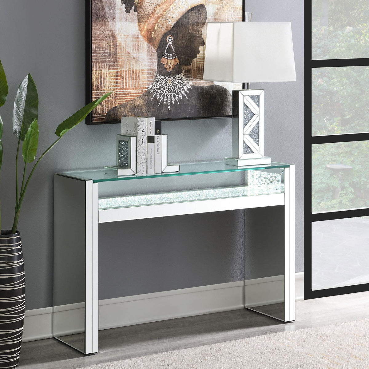 Edna Mirrored Console Table LED Lighting Silver