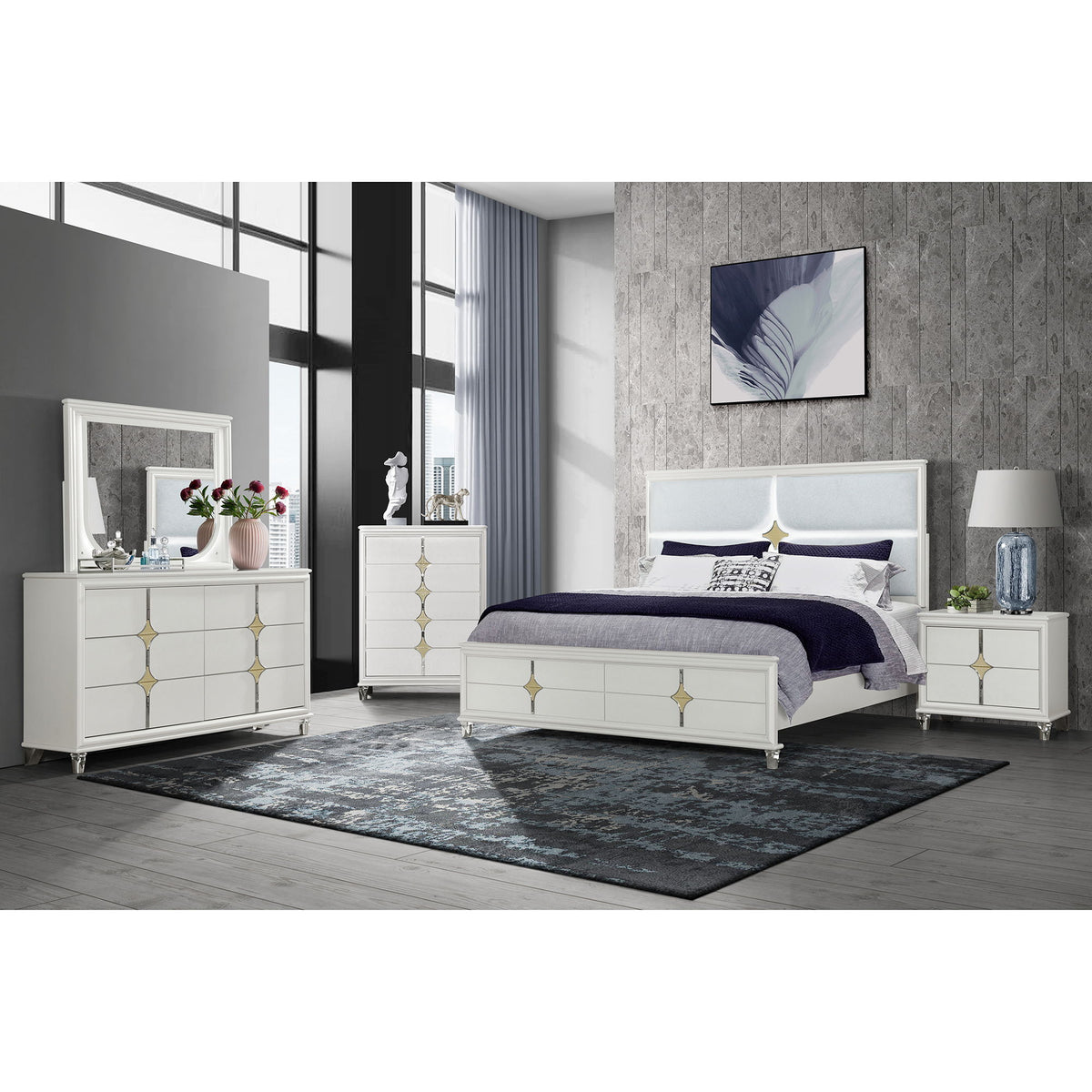 Uriuni - Large Scale Mirror With LED Light - Off White