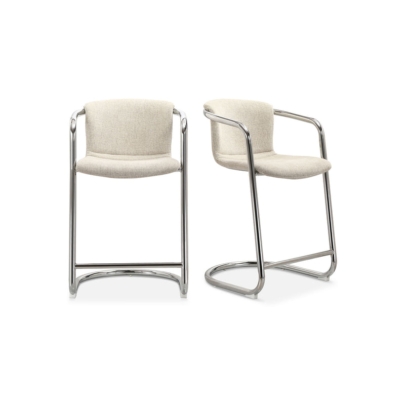 Freeman - Chrome Frame Counter Stool (Set of 2) - Blended Cream
