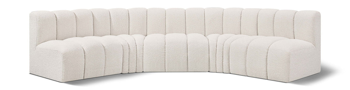 Arc - Boucle Fabric 5 Piece U-Shaped Modular Sofa